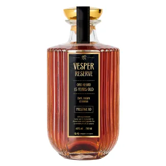 Vesper Oro Negro 15 Years Old 70 cl – lagret rom med mørk, moden karakter

Vesper Reserve 15 Y.O. Prestige XO – flaske med sort-guld label og elegant design

Vesper Rum Oro Negro – 15 års modnet rom i luksusudgave