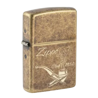 Zippo Pipe Lighter Antique Brass Laser