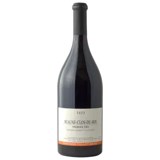 Flaske med Tollot-Beaut Beaune 1. Cru "Clos du Roi" årgang 2024 rødvin (75 cl) fra Havnens Vin, med den klassiske, elegante hvide og gule Premier Cru-etiket.