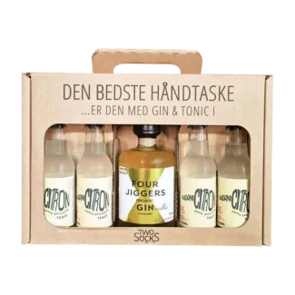 Four Jigger’s Handtaske Gin O’Cello – gaveæske med ginlikør og tonicflasker