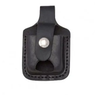 Zippo læder lommeetui med tommelfingerudskæring og bæltesløjfe, sort.