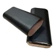 Læder/metal etui til 3 cigarer – ægte læder yderside, metal detaljer, kapacitet 3 cigarer, mål 176×76×35 mm